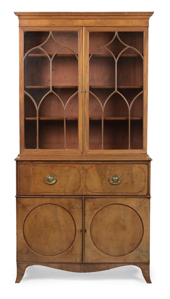 Y A GEORGE III MAHOGANY AND TULIPWOOD BANDED SECRETAIRE BOOKCASE, CIRCA 1790 - 2