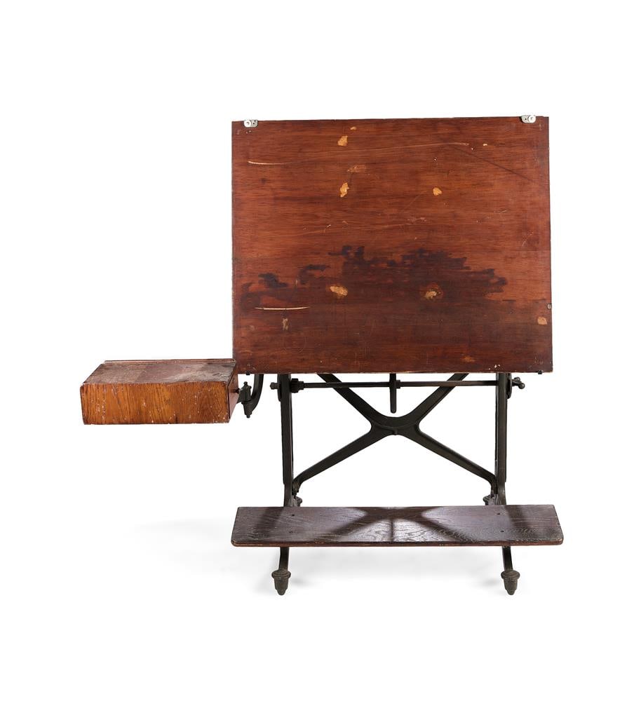 AN IRON FRAMED HARDWOOD MECHANICAL AND ADJUSTABLE ARCHITECT'S TABLE, EARLY 20TH CENTURY - 2