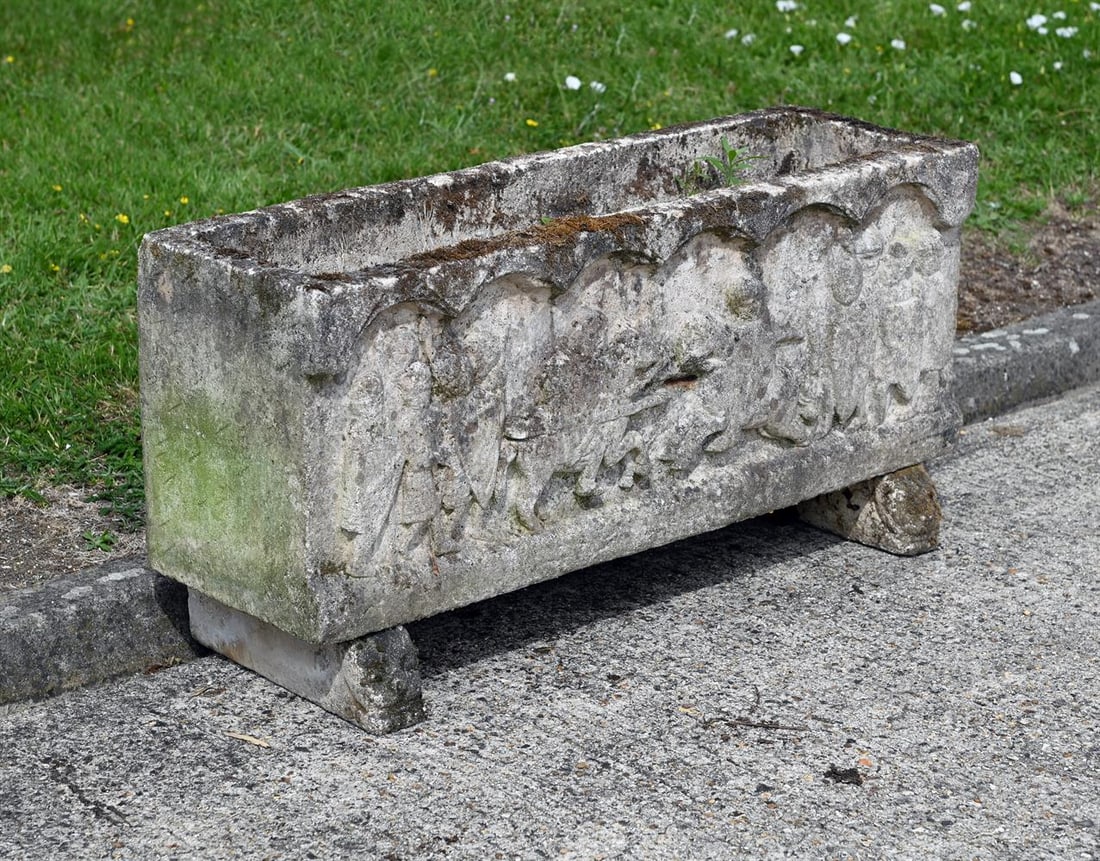 A RECTANGULAR COMPOSITION STONE PLANT TROUGH, FIRST HALF 20TH CENTURY - 2