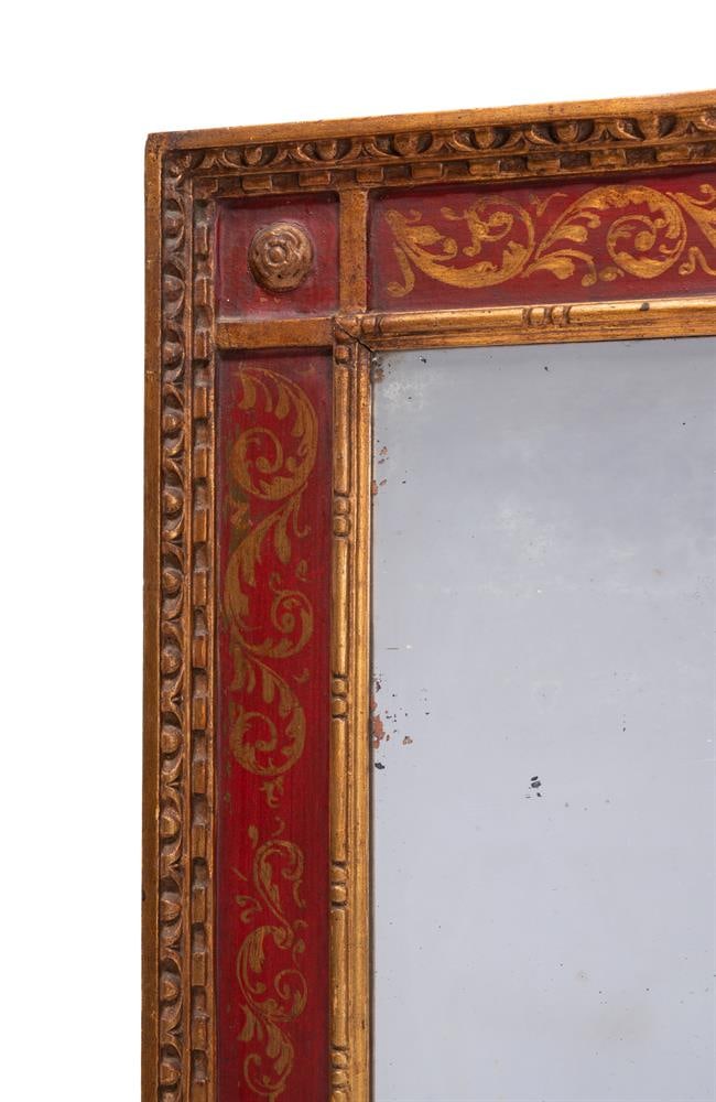 A PAINTED AND PARCEL GILT WALL MIRROR, IN REGENCY STYLE, EARLY 20TH CENTURY - 2