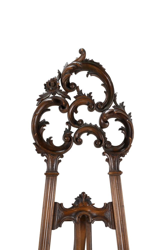 A CARVED WALNUT EASEL, FRENCH, LATE 19TH CENTURY - 3
