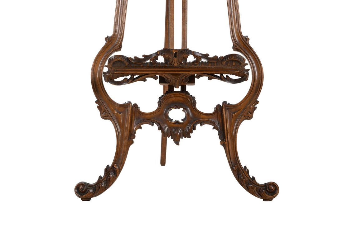 A CARVED WALNUT EASEL, FRENCH, LATE 19TH CENTURY - 4