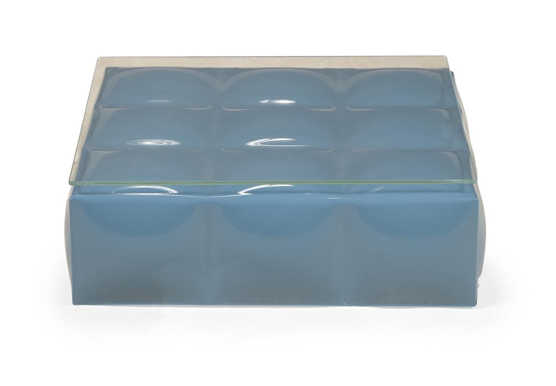 ROCHE BOBOIS, A BLUE MAH JONG LOW COFFEE TABLE, MODERN - 2