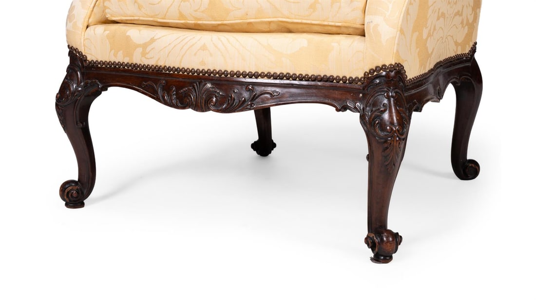 A MAHOGANY AND UPHOLSTERED ARMCHAIR, IN GEORGE III STYLE, SECOND HALF 19TH CENTURY - 2