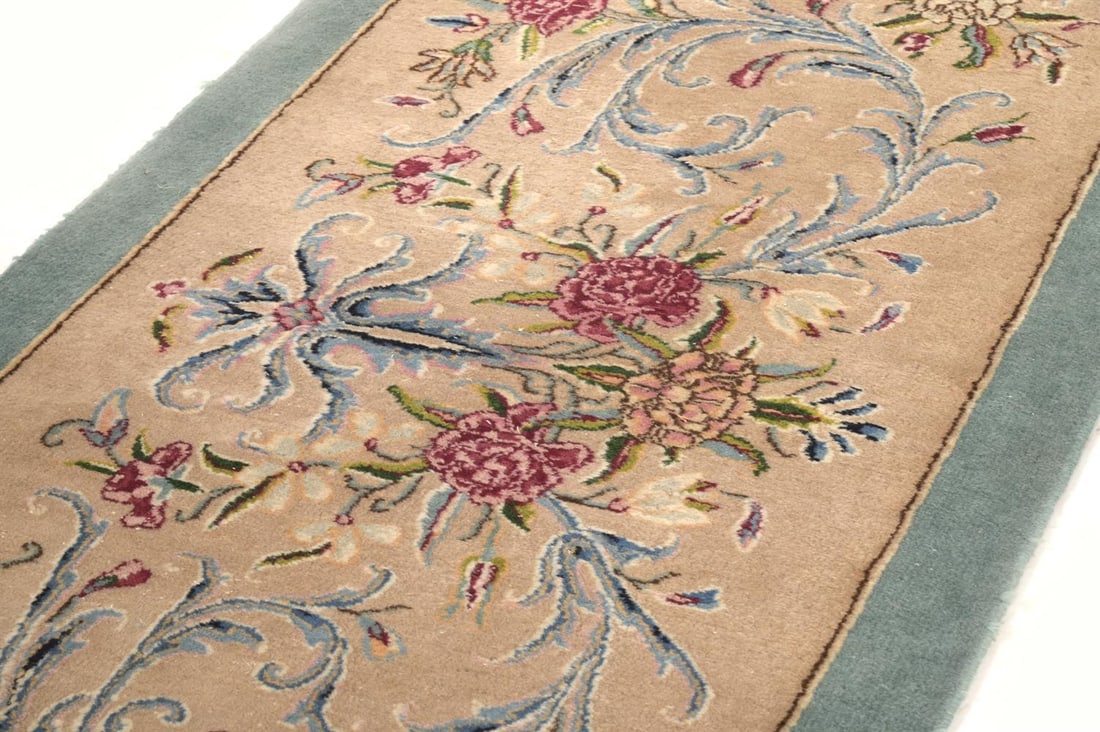 A LIGHT BLUE AND IVORY KERMAN STRIP RUNNER, PROBABLY SECOND HALF 20TH CENTURY - 2