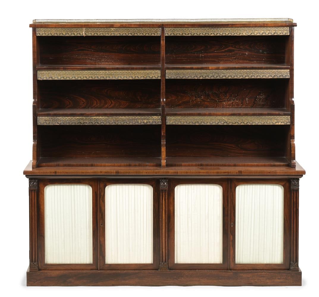 Y A REGENCY ROSEWOOD AND SIMULATED ROSEWOOD BOOKCASE, CIRCA 1815 - 2