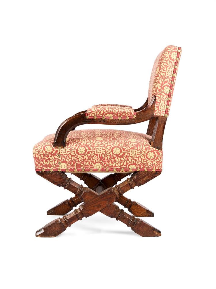 A VICTORIAN GOTHIC-REVIVAL ARMCHAIR, AFTER A DESIGN BY PUGIN, CIRCA 1890 - 2
