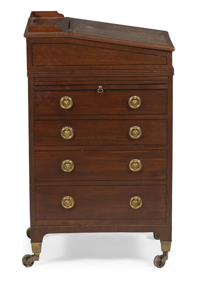 Y A GEORGE IV MAHOGANY AND EBONY INLAID DAVENPORT, CIRCA 1825 - 2