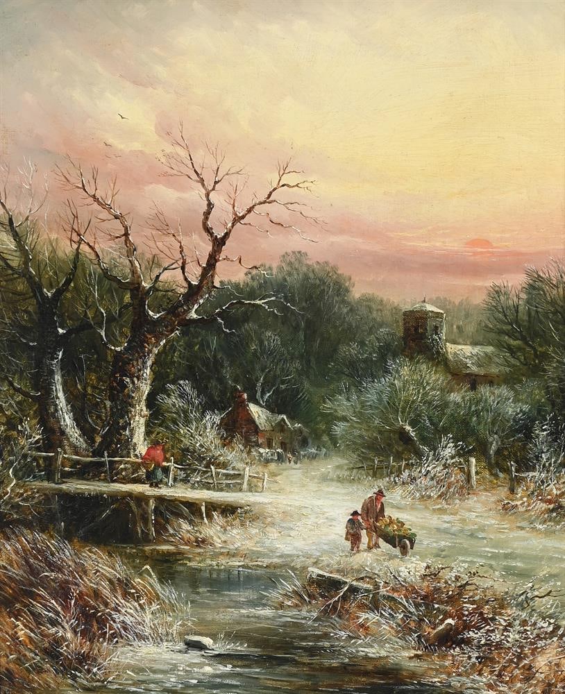 W. ELLIS (BRITISH 19TH CENTURY), SNOWSCAPE WITH CHURCH - 2