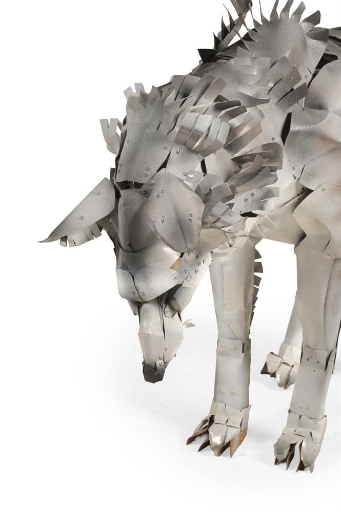 CARLOS DAWE, A METAL SCULPTURAL STUDY OF A FAMILY OF WOLVES, 20TH CENTURY - 3