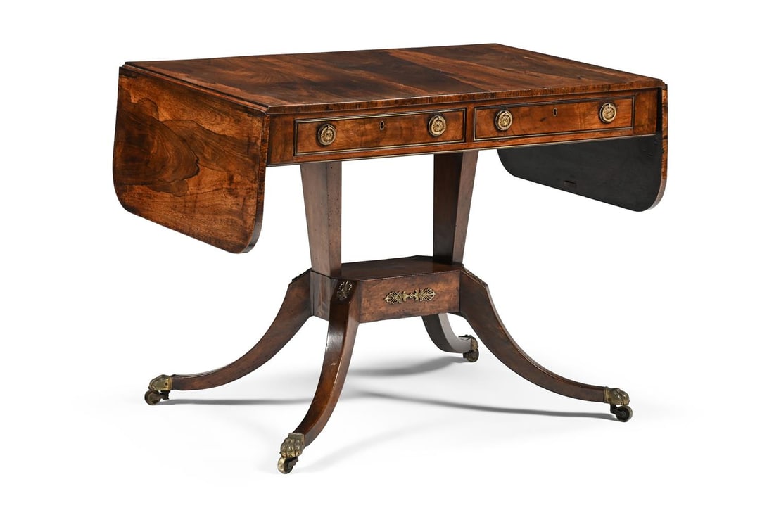Y A REGENCY FIGURED ROSEWOOD SOFA TABLE, CIRCA 1815 - 2