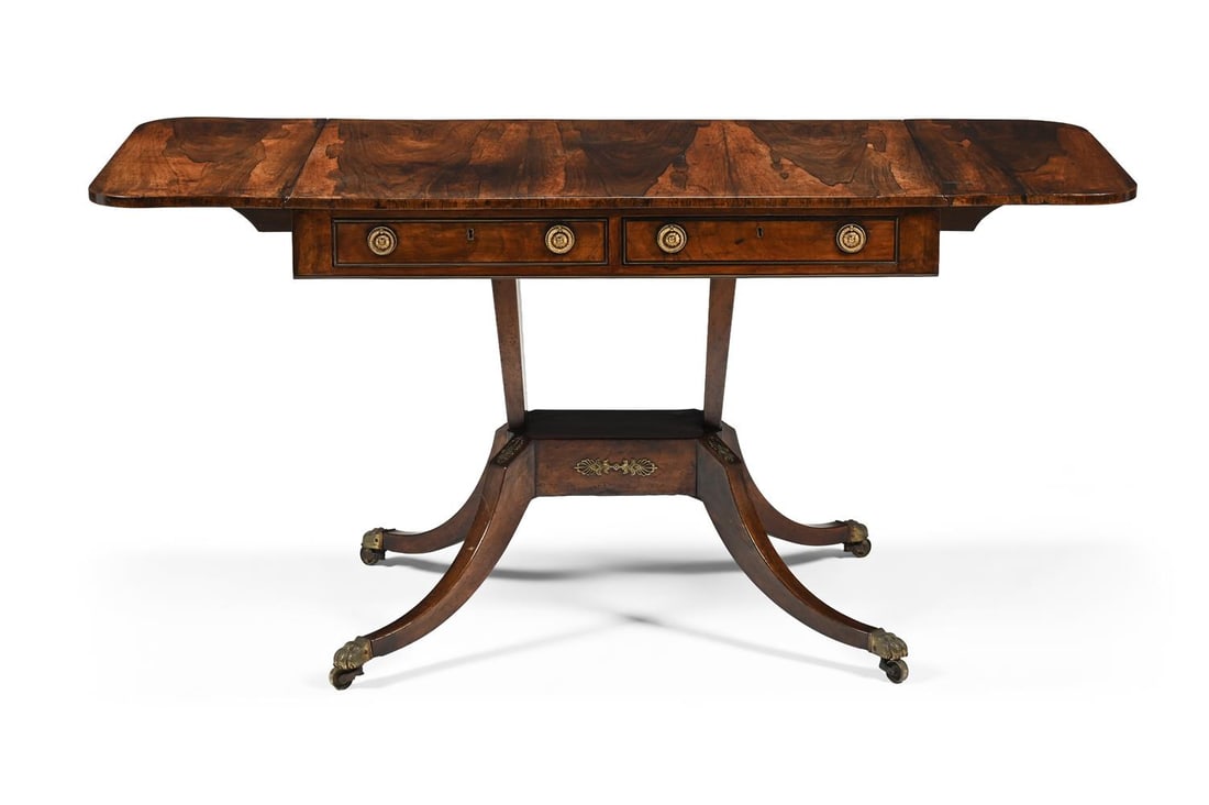 Y A REGENCY FIGURED ROSEWOOD SOFA TABLE, CIRCA 1815 - 3