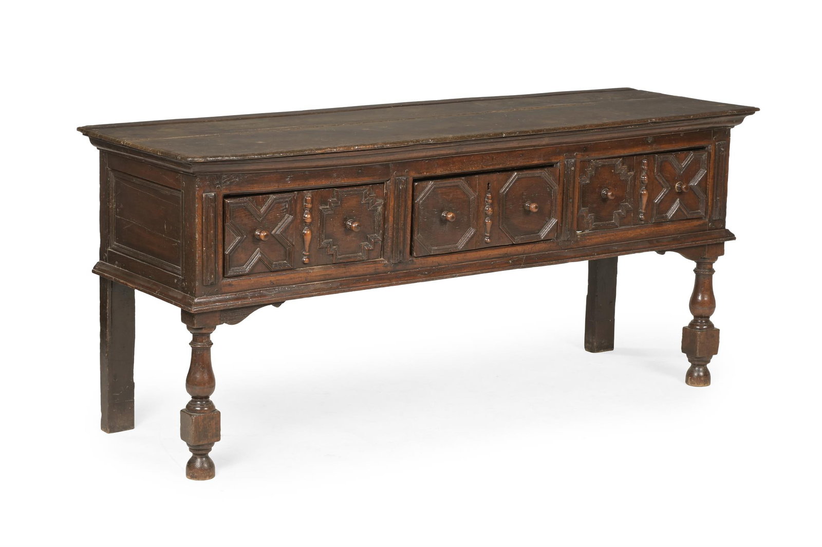 A CHARLES II OAK DRESSER BASE, CIRCA 1685 (1 of 3)