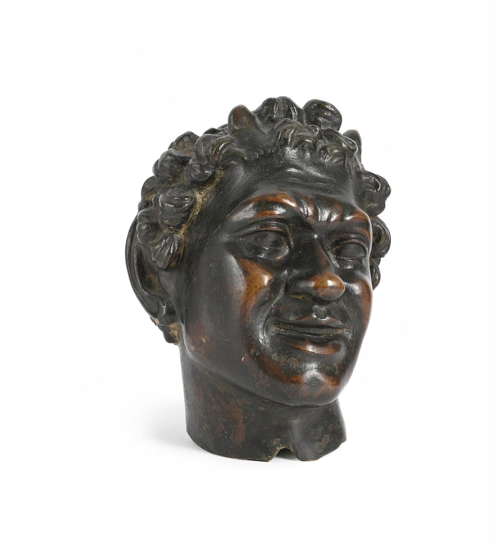 AFTER THE ANTIQUE, A BRONZE SATYR HEAD, ITALIAN, LATE 17TH OR EARLY 18TH CENTURY (1 of 2)