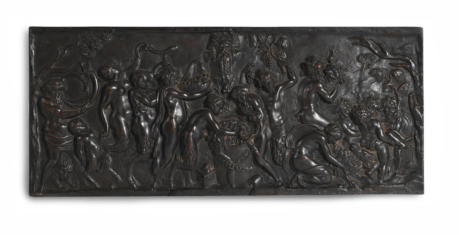 AFTER CLAUDE CLODION, A BRONZE RELIEF PLAQUE OF DANCING SATYRS, LATE 19TH CENTURY (1 of 5)