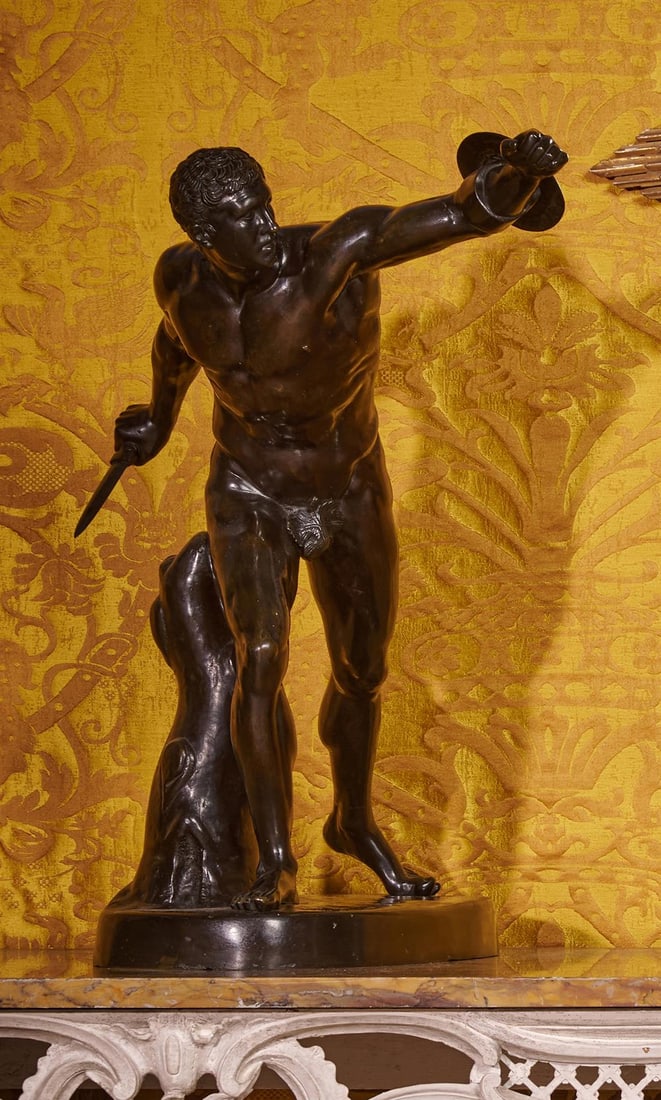 AFTER THE ANTIQUE, A FRENCH BRONZE FIGURE OF THE BORGHESE GLADIATOR, LATE 19TH OR EARLY 20TH CENTURY (1 of 6)