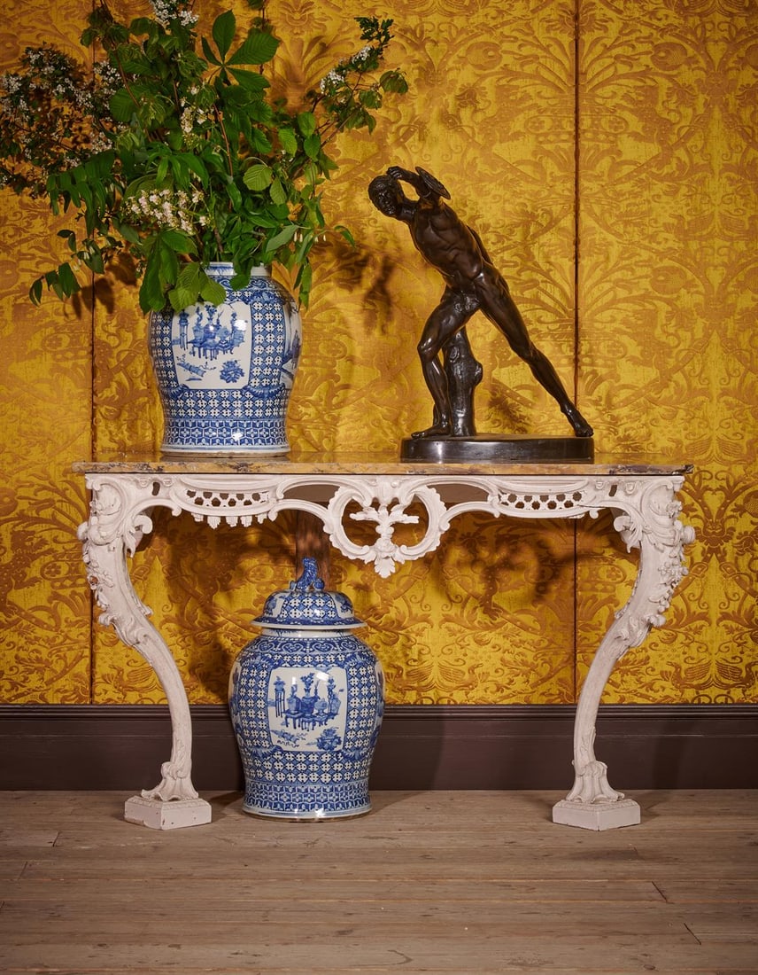 A CARVED AND WHITE PAINTED CONSOLE TABLE, LATE 18TH OR 19TH CENTURY (1 of 6)