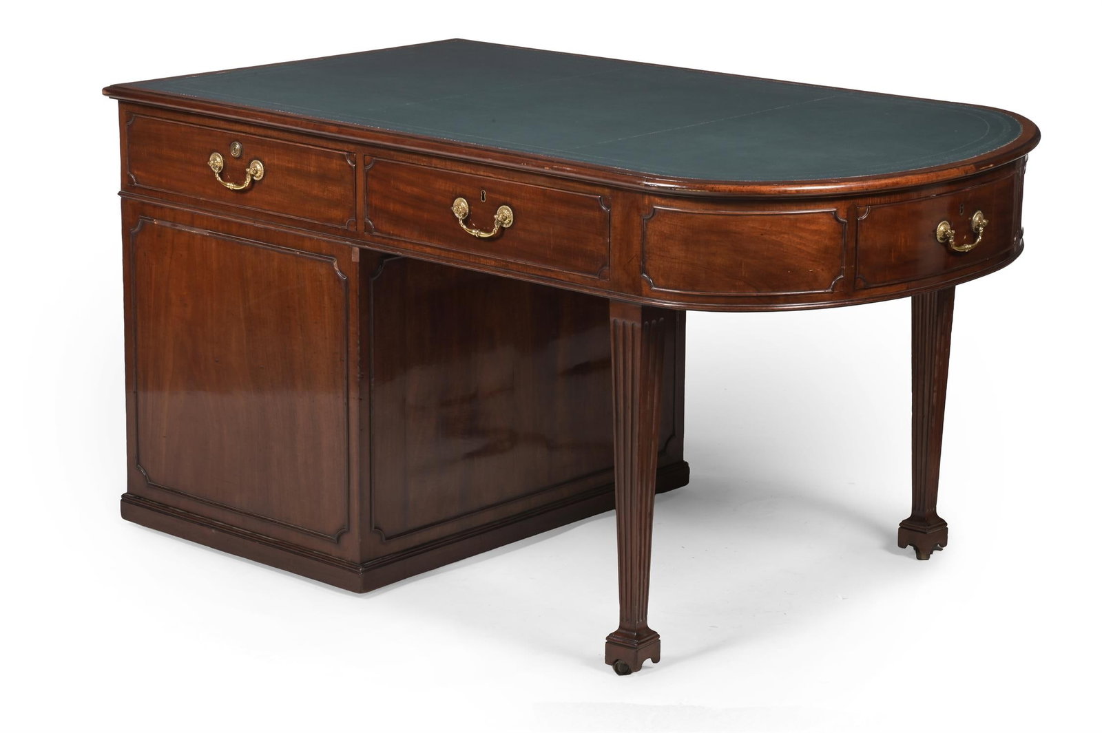 A RARE GEORGE III MAHOGANY PARTNER'S PEDESTAL DESK, CIRCA 1780 (1 of 4)