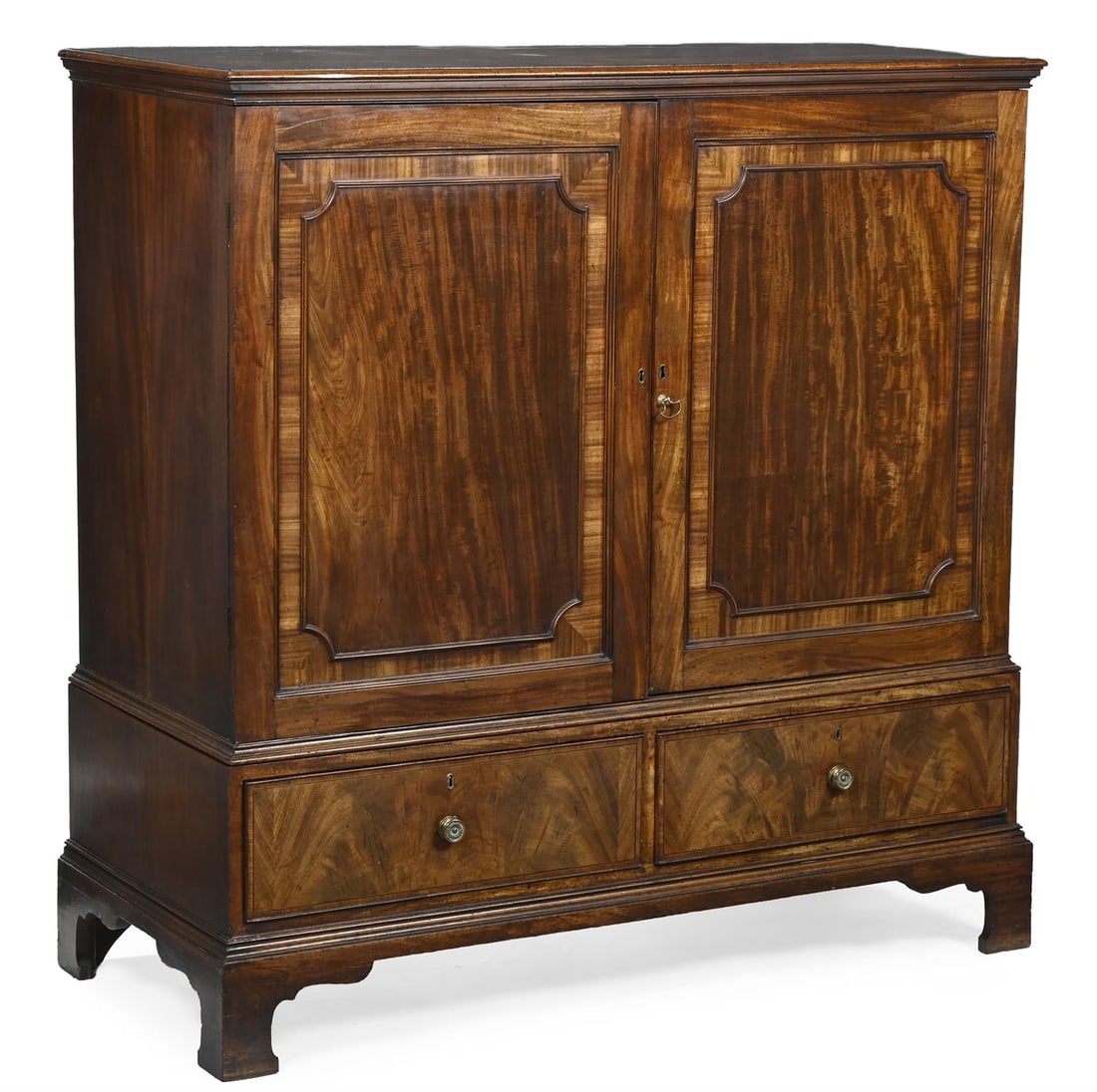 A GEORGE III MAHOGANY DWARF CLOTHES PRESS, CIRCA 1780 (1 of 3)