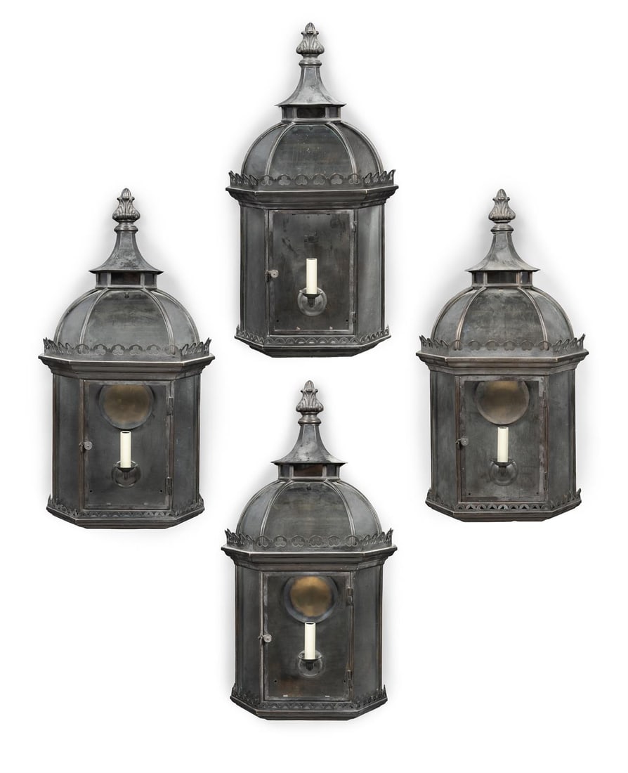A SET OF FOUR PATINATED BRONZE 'LARGE ORIGINAL WALL LANTERNS', BY JAMB, CONTEMPORARY (1 of 7)