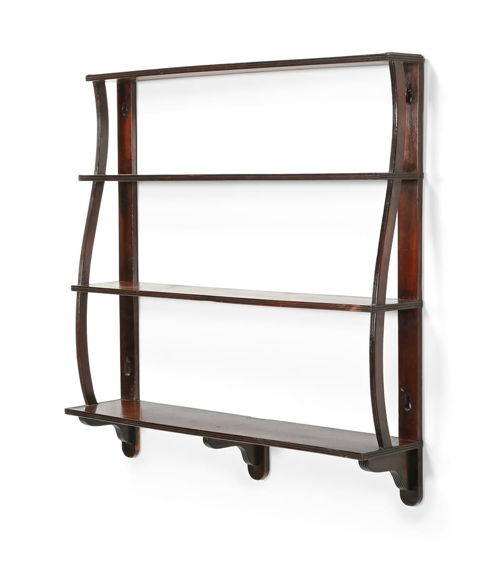 A FLIGHT OF REGENCY MAHOGANY GRADUATED HANGING SHELVES, CIRCA 1815 (1 of 4)