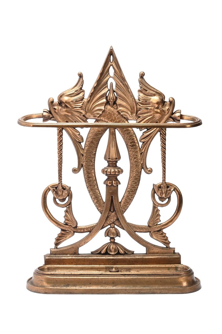 AN UNUSUAL REGENCY DOLPHIN BRONZE STICK STAND, CIRCA 1820 (1 of 3)