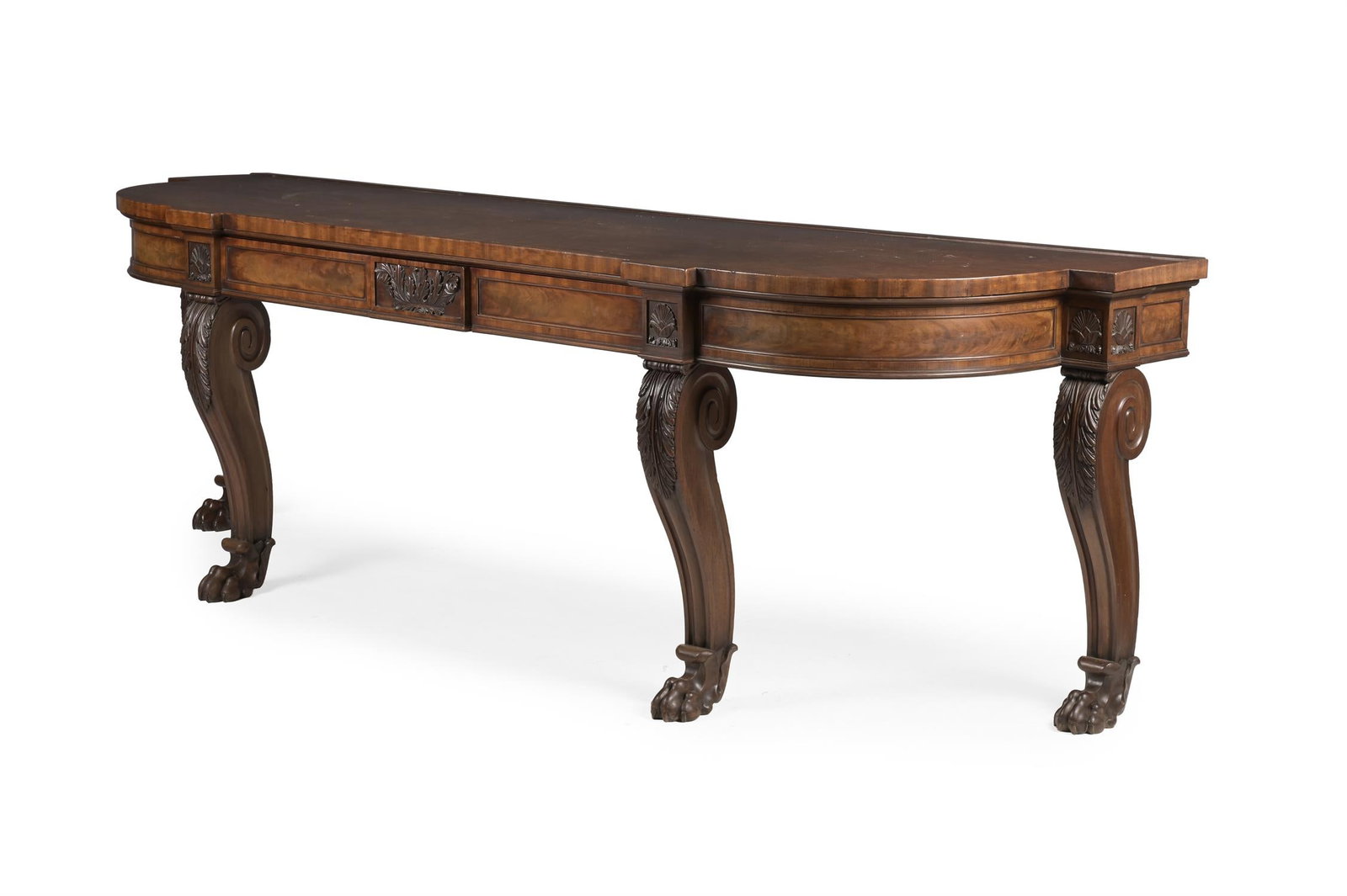 A FINE REGENCY CARVED MAHOGANY CONSOLE OR SERVING TABLE, ATTRIBUTED TO GILLOWS, CIRCA 1815 (1 of 5)