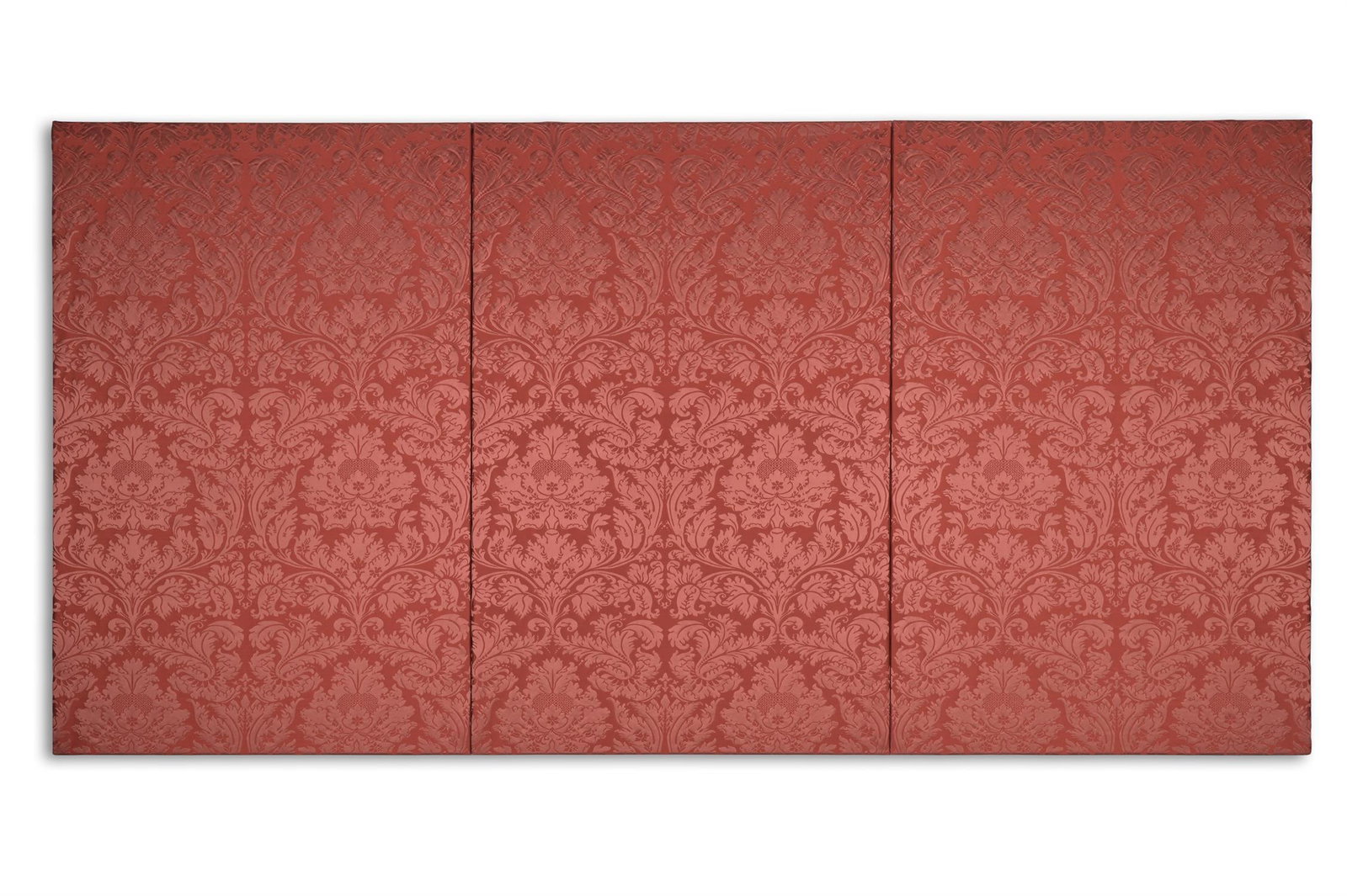 † A SET OF THREE 'RAVENNA' VENETIAN RED WOVEN FABRIC PANELS, BY WATTS 1874, CONTEMPORARY (1 of 4)