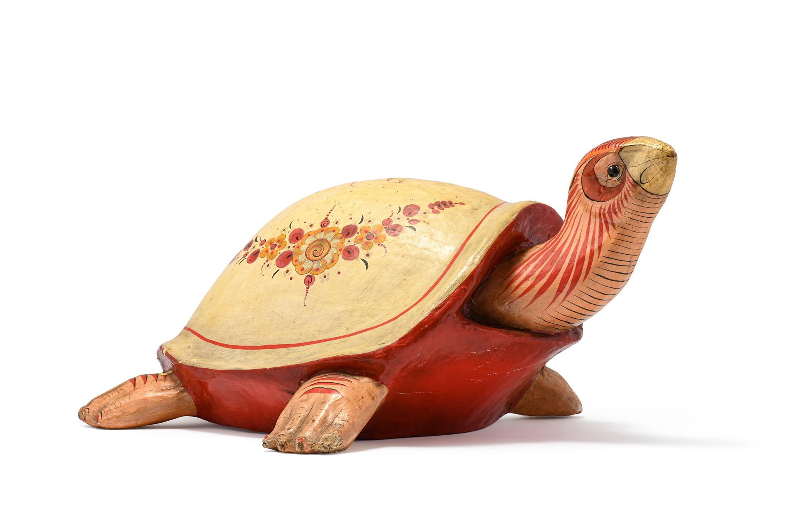 A LARGE MEXICAN POLYCHROME PAINTED PAPIER MACHE SEA TURTLE, FIRST HALF 20TH CENTURY (1 of 5)