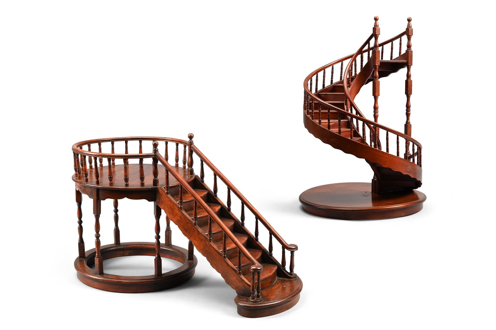 TWO MINIATURE ARCHITECTURAL STAIRCASE MODELS, IN THE MANNER OF MAITLAND SMITH, CONTEMPORARY (1 of 9)