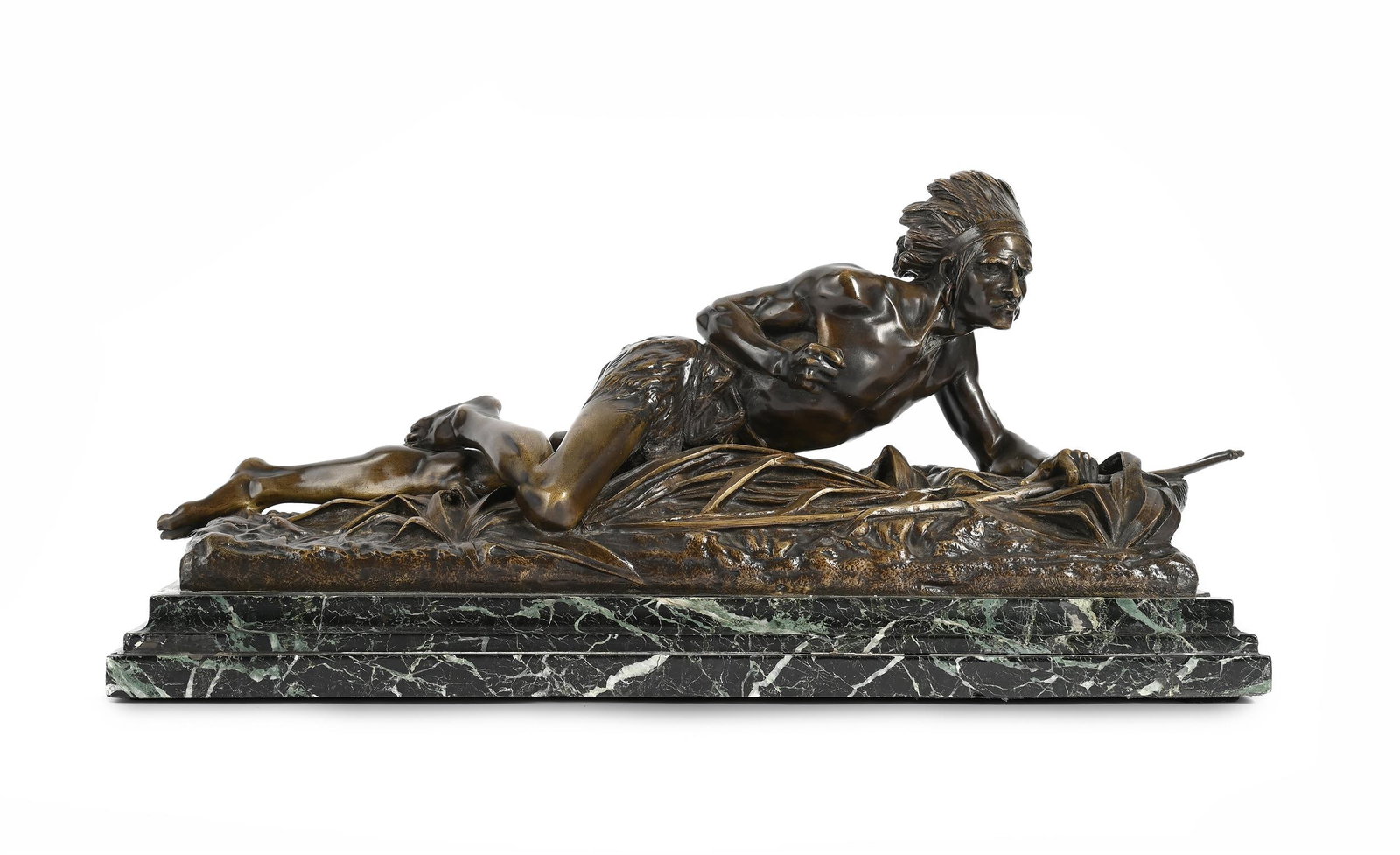 ÉDWARD DROUT (FRENCH 1859-1945), A BRONZE FIGURE OF A NATIVE AMERICAN HUNTER, LATE 19TH CENTURY (1 of 4)