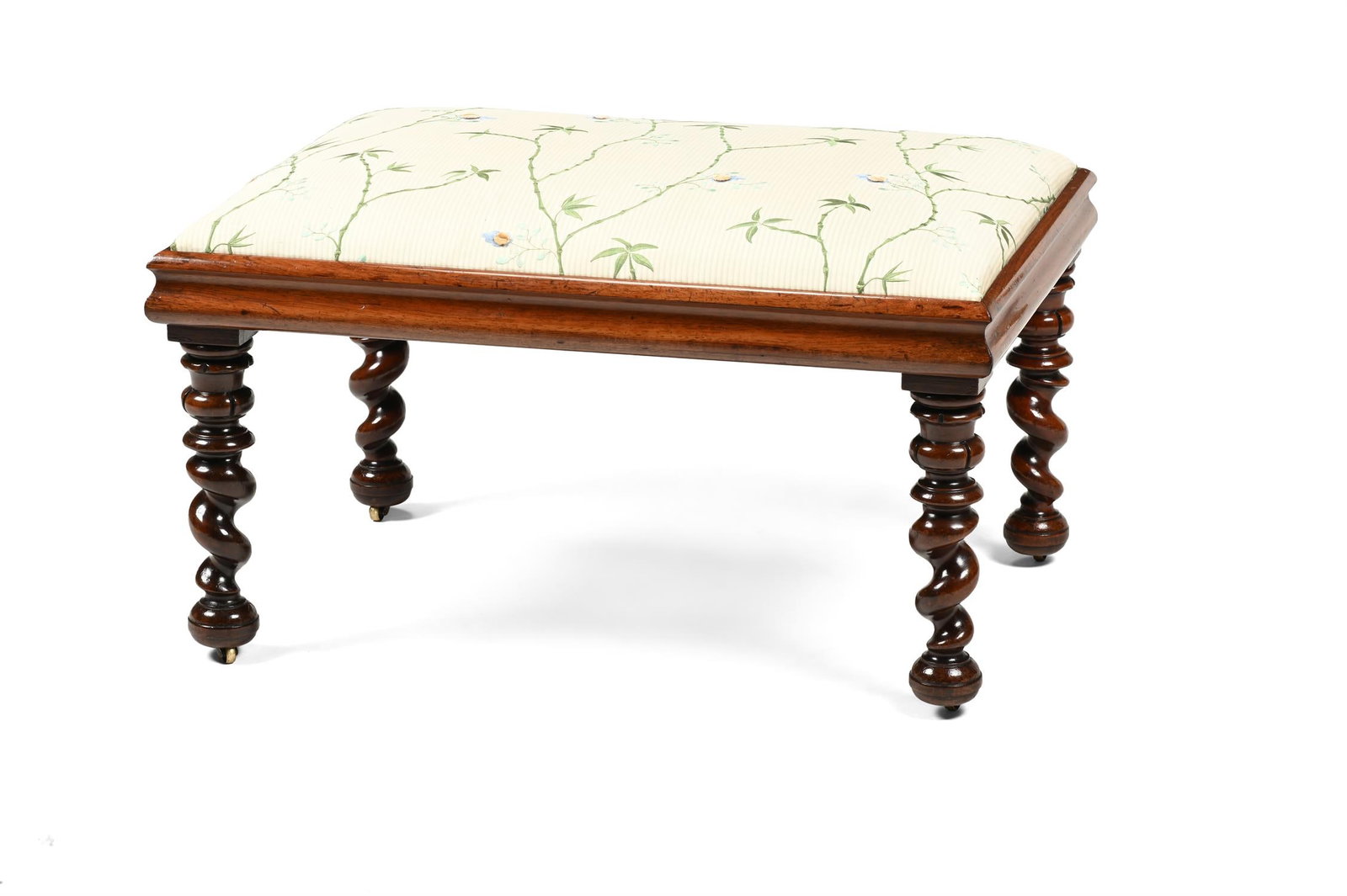 Y A WILLIAM IV ROSEWOOD CENTRE STOOL, CIRCA 1835: Y A WILLIAM IV ROSEWOOD CENTRE STOOLCIRCA 1835With an embroidered silk upholstered drop in seat46cm high, 82.5cm wide, 58cm deep ϒ Indicates that this lot may be subject to CITES regulations when