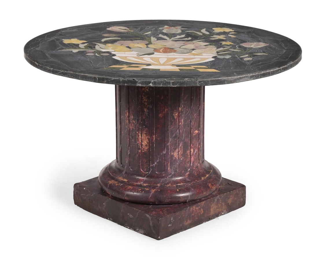 A LARGE PIETRA DURA AND SLATE CENTRE TABLE, CONTEMPORARY (1 of 3)