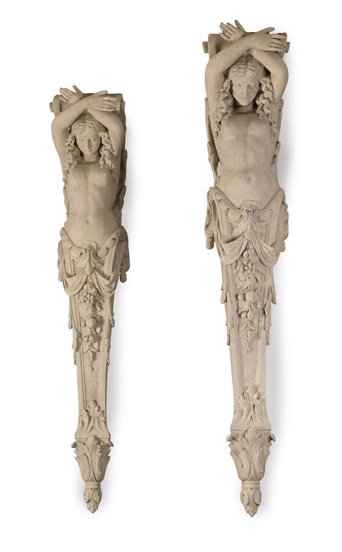 A PAIR OF LARGE COMPOSITION CARYATIDS, LATE 20TH CENTURY (1 of 3)