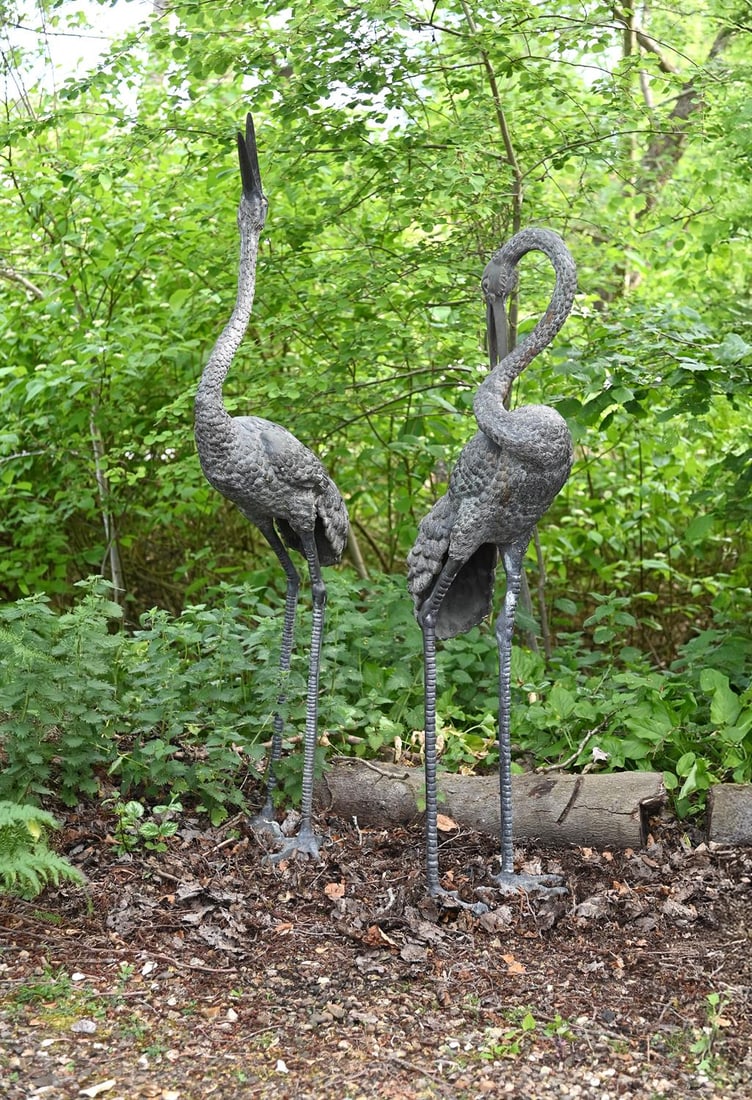 A PAIR OF BRONZE LIFE SIZE GARDEN CRANES, 20TH CENTURY (1 of 1)
