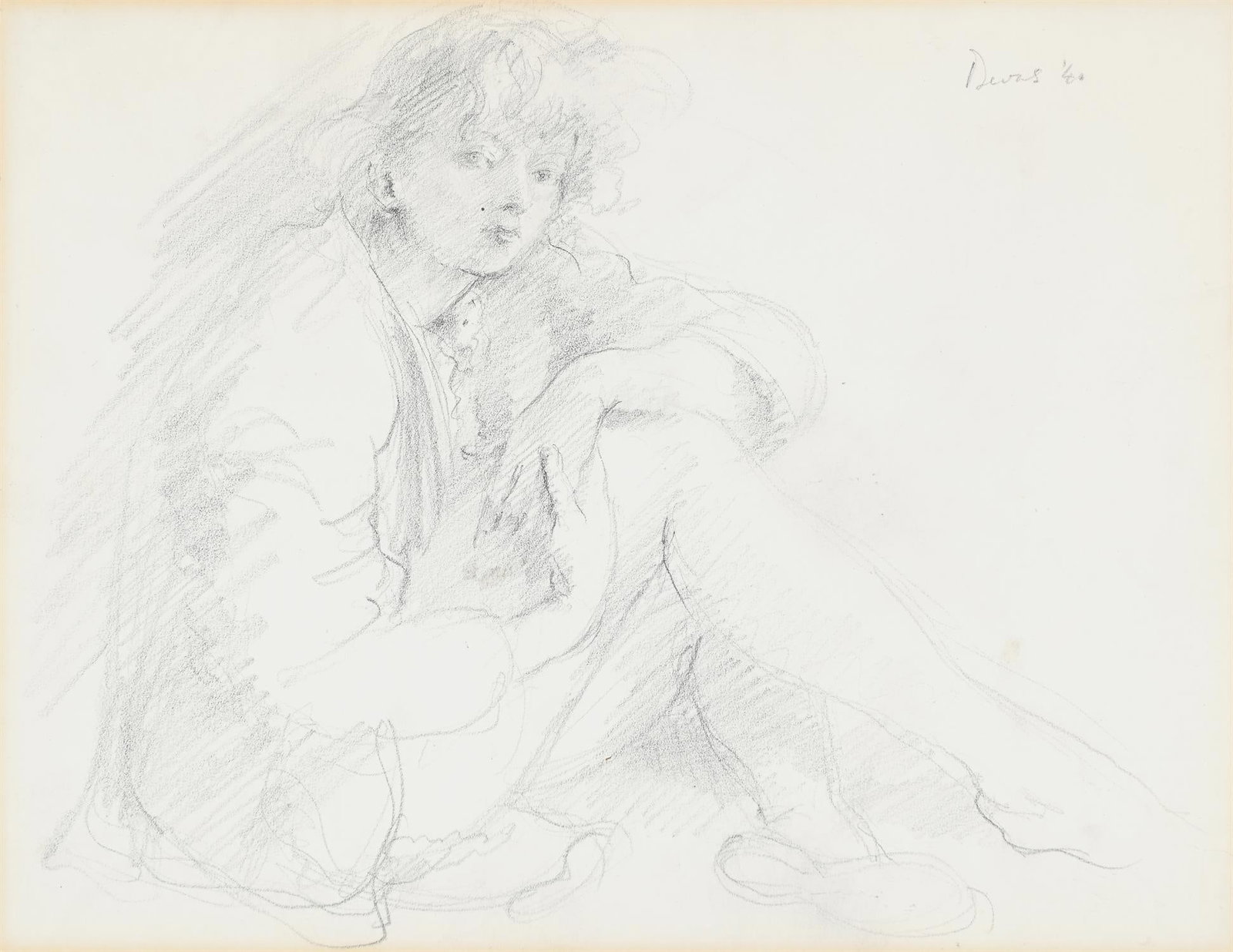λ ANTHONY DEVAS (BRITISH 1911-1958), STUDY OF A SEATED WOMAN: λ ANTHONY DEVAS (BRITISH 1911-1958)STUDY OF A SEATED WOMANPencilSigned and dated '40 (upper right)24 x 30cm (9¼ x 11¾in.)Provenance:Ernest Brown & Phillips Ltd., LondonPrivate Collectio