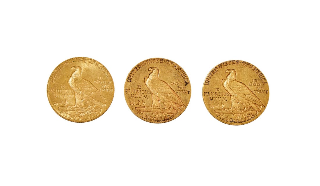 USA, GOLD HALF-EAGLE INDIAN HEAD 5-DOLLARS (3) - 2