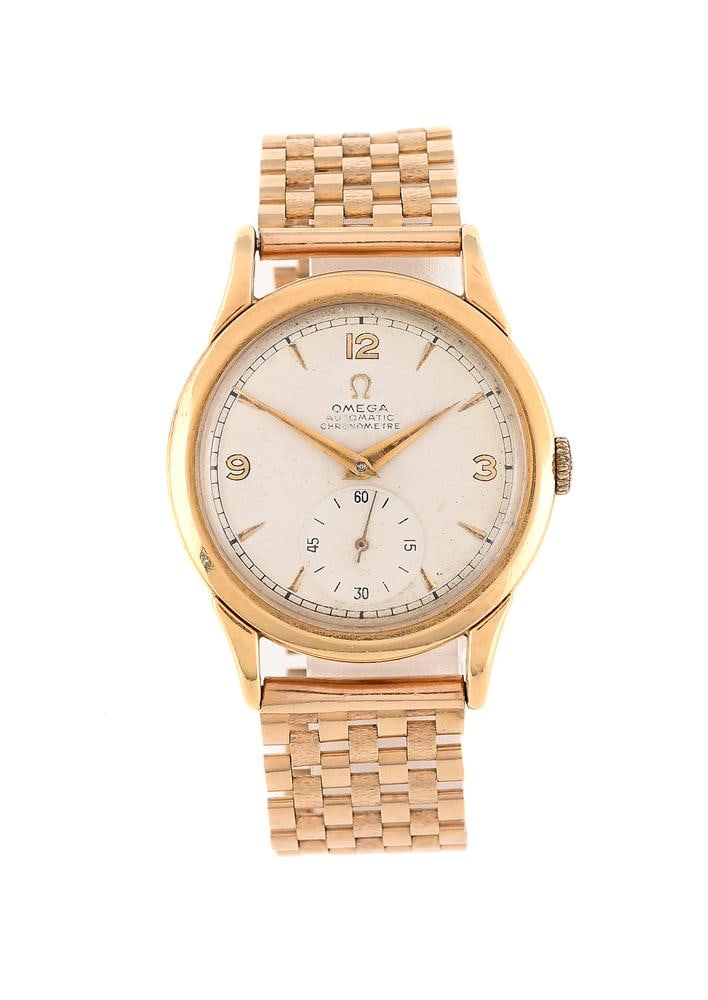 OMEGA, A GOLD BRACELET WATCH: OMEGA A GOLD BRACELET WATCH, NO. 151, L