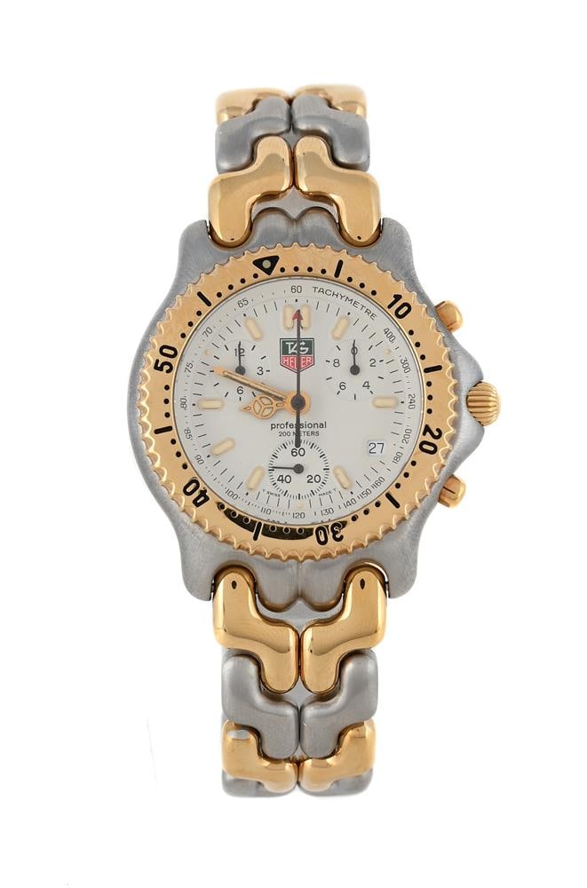 TAG HEUER, REF. CG1120-0, A BI-COLOUR BRACELET CHRONOGRAPH BRACELET WATCH WITH DATE: TAG HEUER, REF. CG1120-0 A BI-COLOUR BR