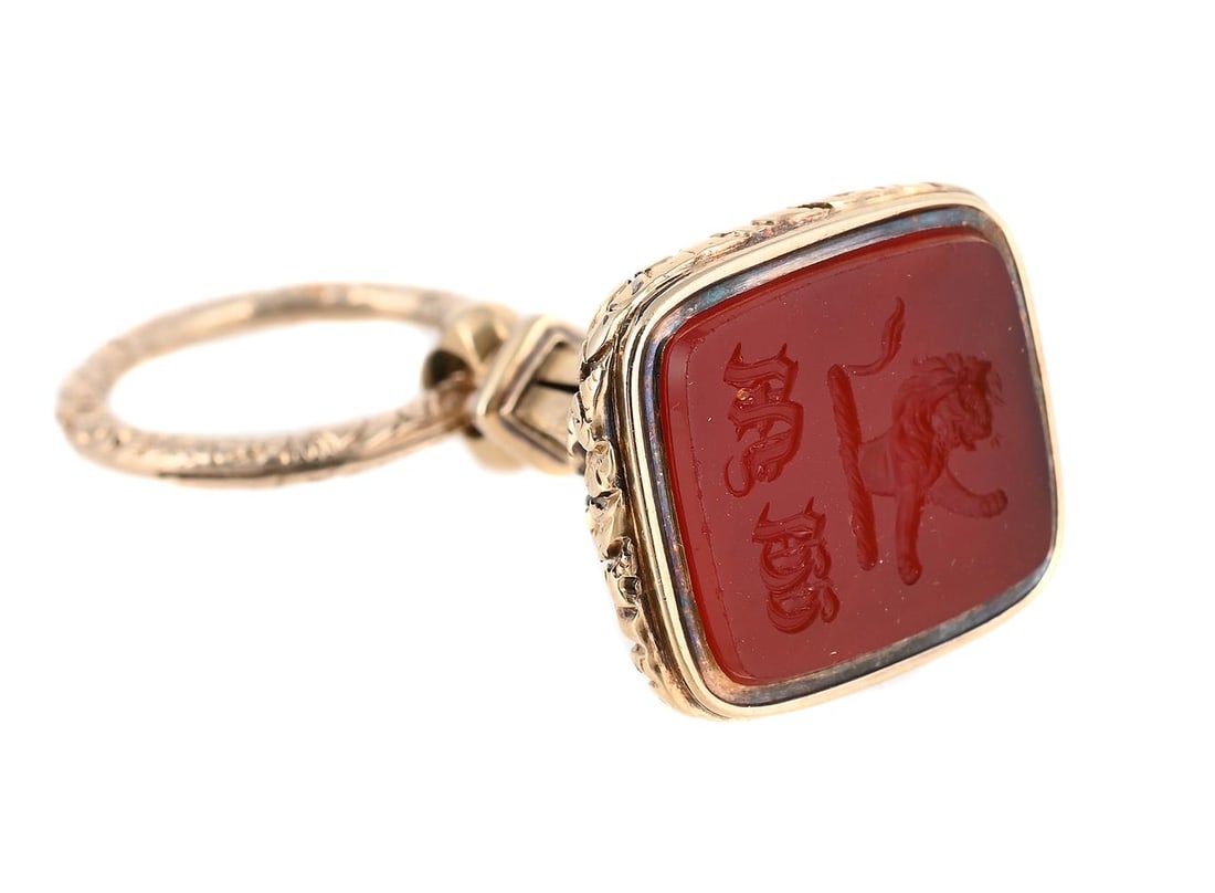 A GEORGE IV/WILLIAM IV GOLD MOUNTED CORNELIAN SEAL - 2
