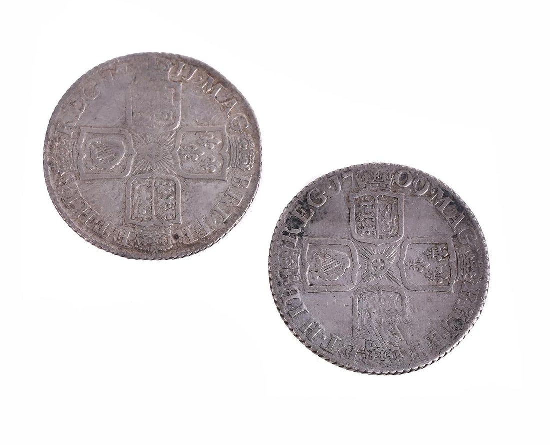 ANNE, SHILLINGS (2): ANNE SHILLINGS (2), 1709, 1711 (S 3610) Very fine (2)