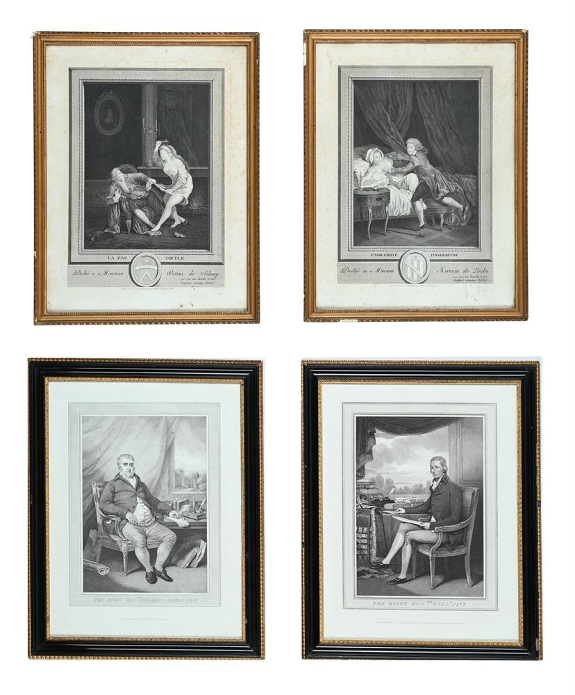 AFTER HENRY EDRIDGE & JOHN RAPAHEL SMITH, PORTRAITS OF WILLIAM PITT; CHARLES FAMES FOX; & TWO PRINTS: AFTER HENRY EDRIDGE AND JOHN RAPAHEL SMITH PORTRAIT OF WILLIAM PITT; AND PORTRAIT OF CHARLES FAMES FOX Engraving, published by Colnaghi & Co. Each 42 x 31cm (16½ x 12in.) (4) TOGETHER WITH