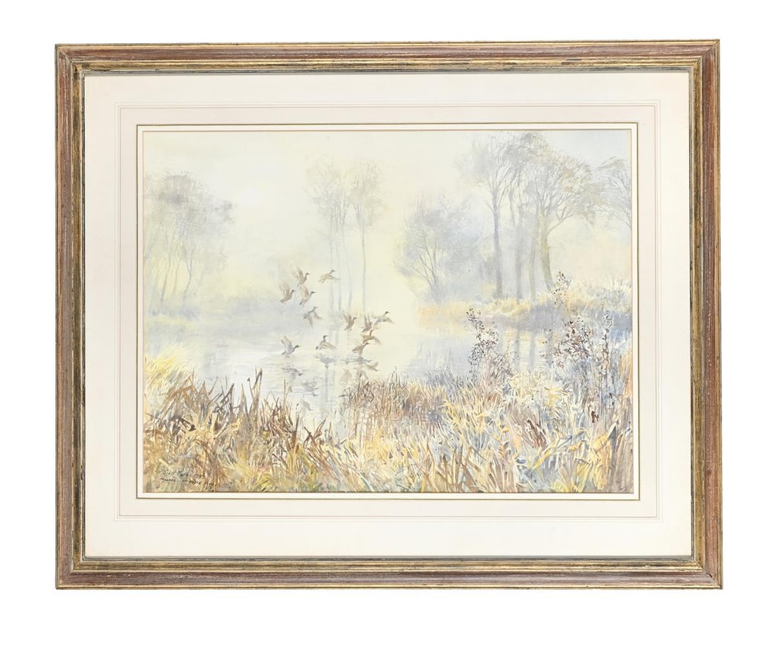 λ TIM SCOTT BOLTON (BRITISH B. 1947), MALLARD, PYTHOUSE POND: λ TIM SCOTT BOLTON (BRITISH B. 1947) MALLARD, PYTHOUSE POND Watercolour Signed, titled and dated 1992 (lower left) 52 x 71cm (20¼ x 27¾in.) Provenance: Malcolm Jones Gallery,