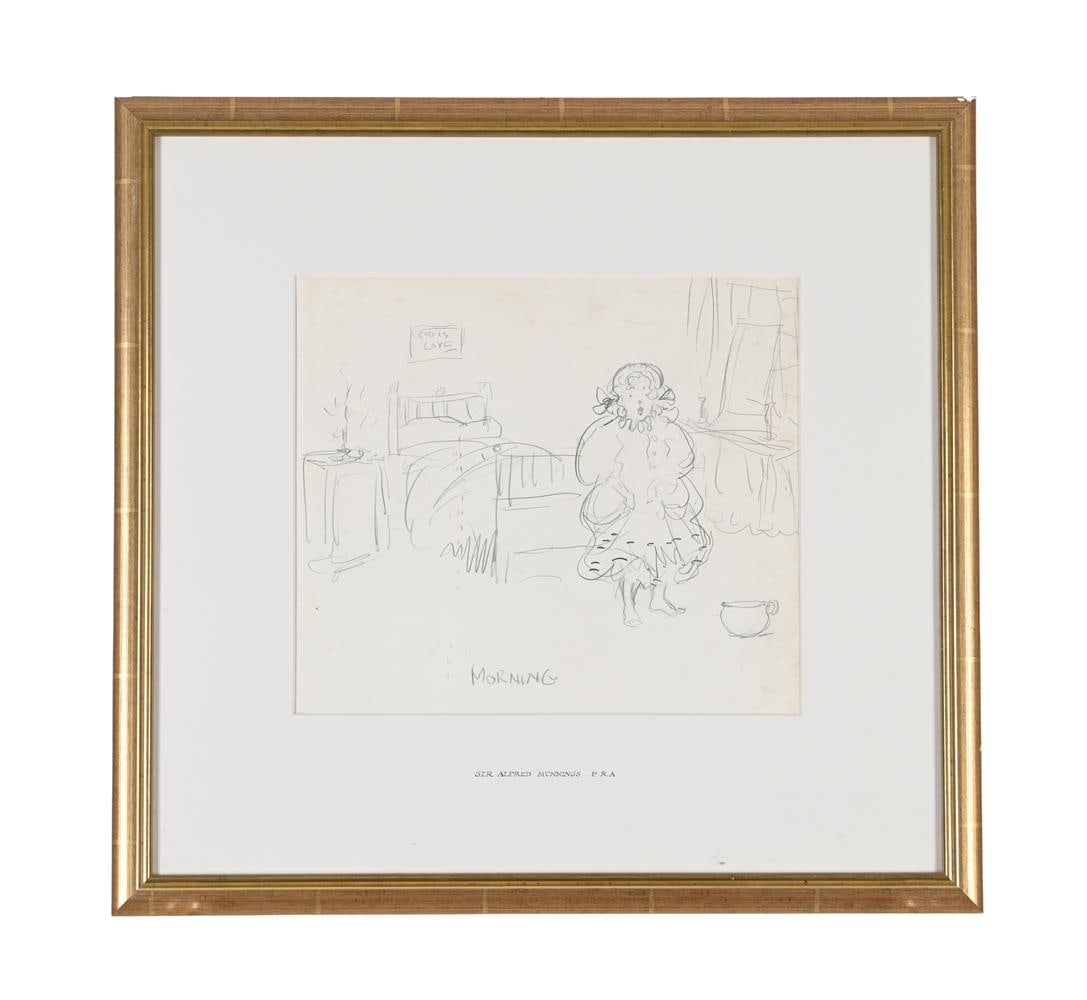 λ SIR ALFRED J. MUNNINGS (BRITISH 1878-1959), MORNING: λ SIR ALFRED J. MUNNINGS (BRITISH 1878-1959) MORNING Pencil drawing Titled 'MORNING' (lower centre) 23 x 26.5cm (9 x 10¼in.) Condition Report: PLEASE NOTE: ALL LOTS ARE