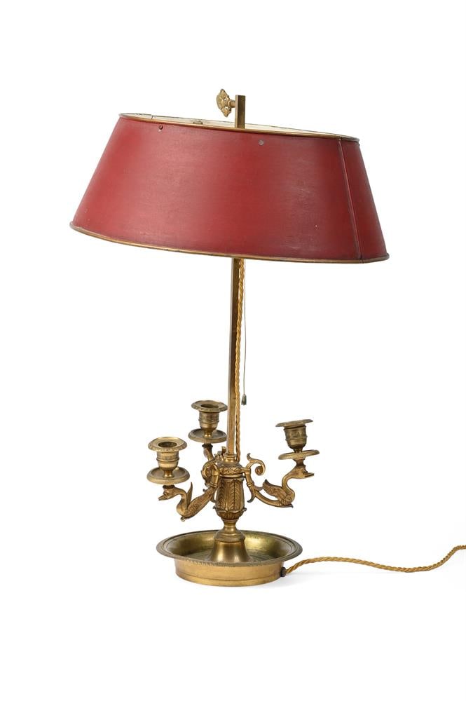 A GILT METAL DESK OR BOUILLOTTE LAMP, FRENCH, LATE 19TH CENTURY - 2