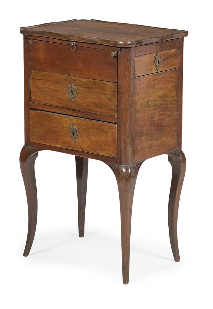 Y A KINGWOOD AND TULIPWOOD THREE DRAWER BEDSIDE OR PETIT COMMODE, ALONG WITH ANOTHER WALNUT EXAMPLE - 3