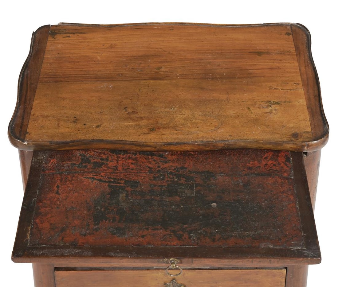 Y A KINGWOOD AND TULIPWOOD THREE DRAWER BEDSIDE OR PETIT COMMODE, ALONG WITH ANOTHER WALNUT EXAMPLE - 4