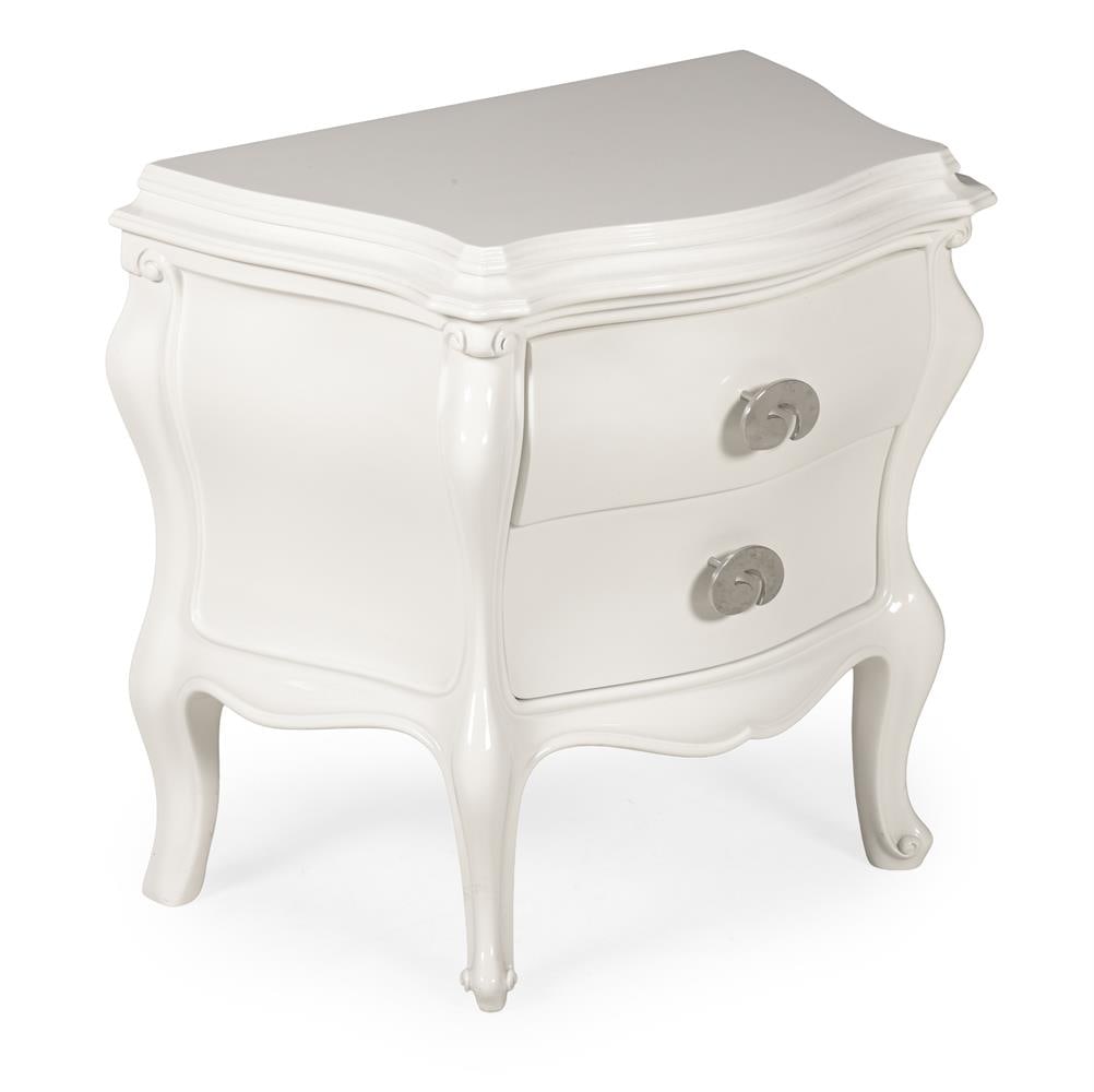 LIKELY CREAZIONI (ITALIAN, EST. 1997), A 'BABERTO' TYPE BEDSIDE TABLE, 21ST CENTURY: LIKELY CREAZIONI (ITALIAN, EST. 1997) A 'BABERTO' TYPE BEDSIDE TABLE, 21ST CENTURY Lacquered wood, chromed swirl handles 60cm high, 66cm wide, 55cm deep Condition Report: PLEASE NOTE: ALL