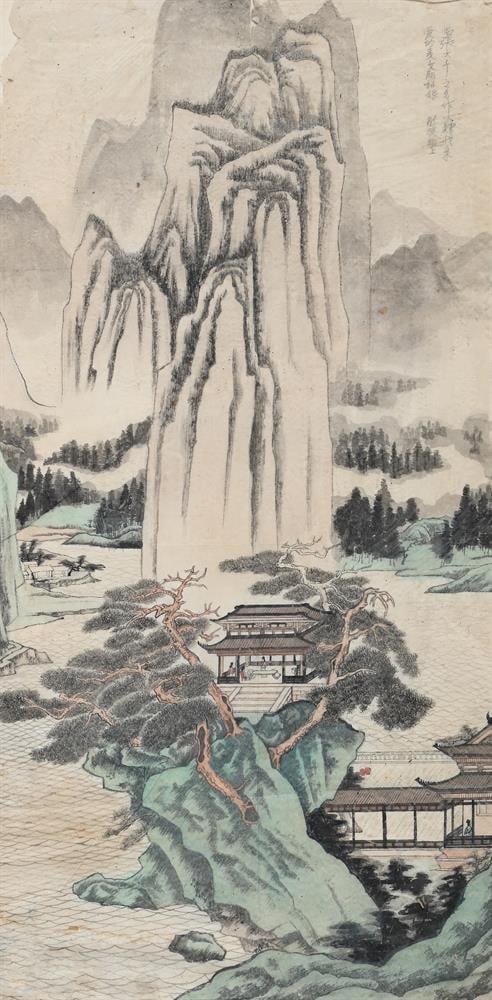 CHINESE SCHOOL (20TH CENTURY), WATERCOLOUR STUDY OF A MOUNTAINOUS LANDSCAPE - 2