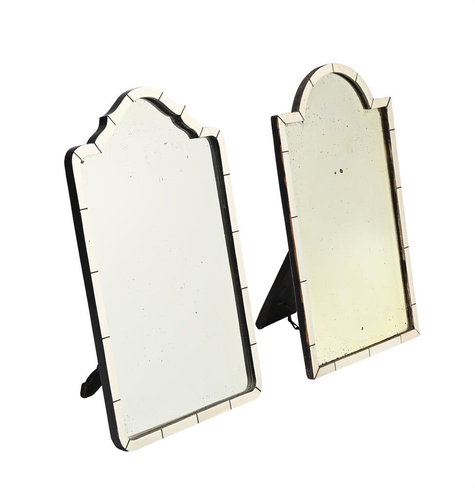 Y A MATCHED PAIR OF EDWARDIAN IVORY VENEER FRAMED EASEL DRESSING MIRRORS, EARLY 20TH CENTURY - 2